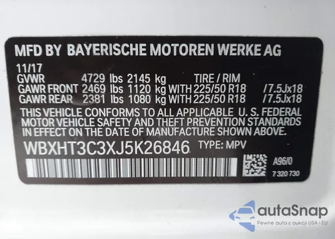 2018 BMW X1 xDrive28I z USA, uszkodzony, nr VIN WBXHT3C3XJ5K26846